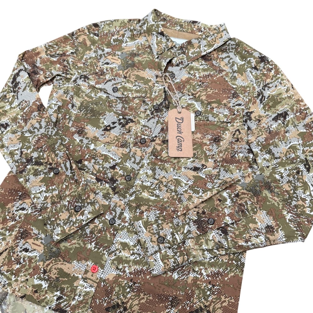 Duck Camp Hunting Shirt Womens‎ Small Midland 2.0 Camo Long Sleeve Button Up